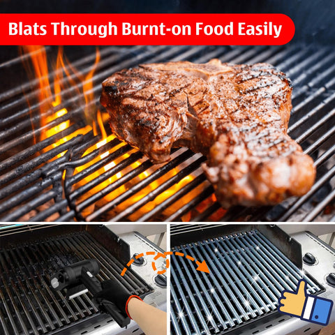 Kindoo grill brush LED light illuminating grill surfaces for precise cleaning