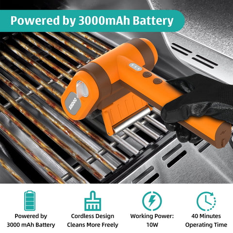 Kindoo grill cleaner powered by a 3000 mAh battery for longer sessions
