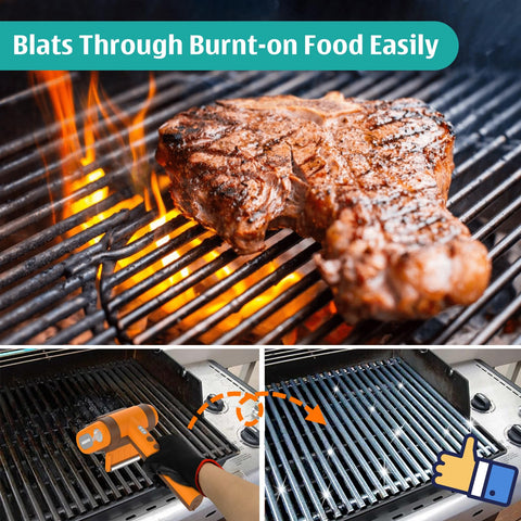 Kindoo grill cleaner with LED light illuminating grates