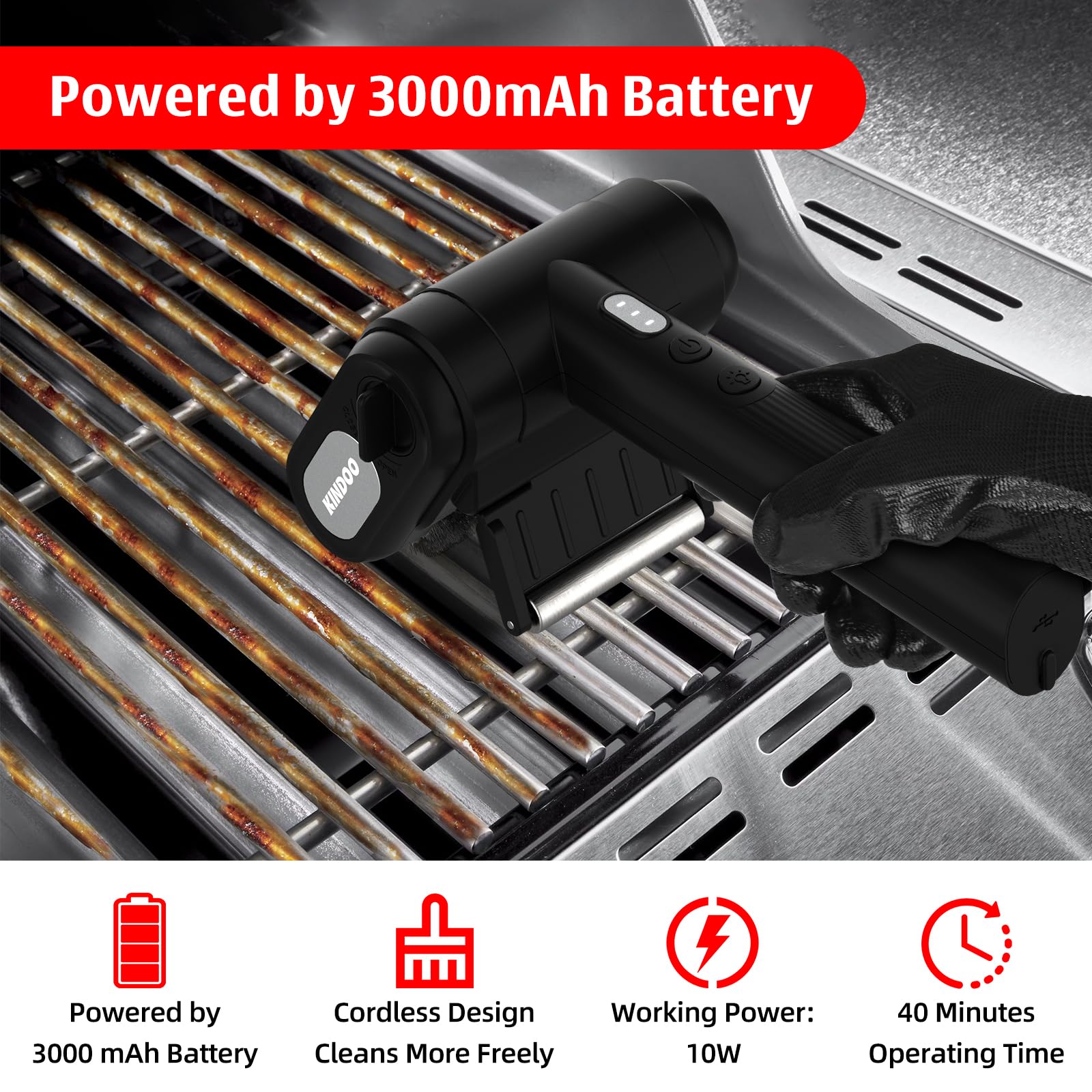 Kindoo 304 stainless steel bristles offer safe grilling with reduced shedding risk