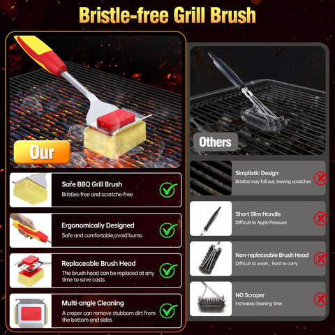 Kindoo stainless steel scraper complements brushing on grills.