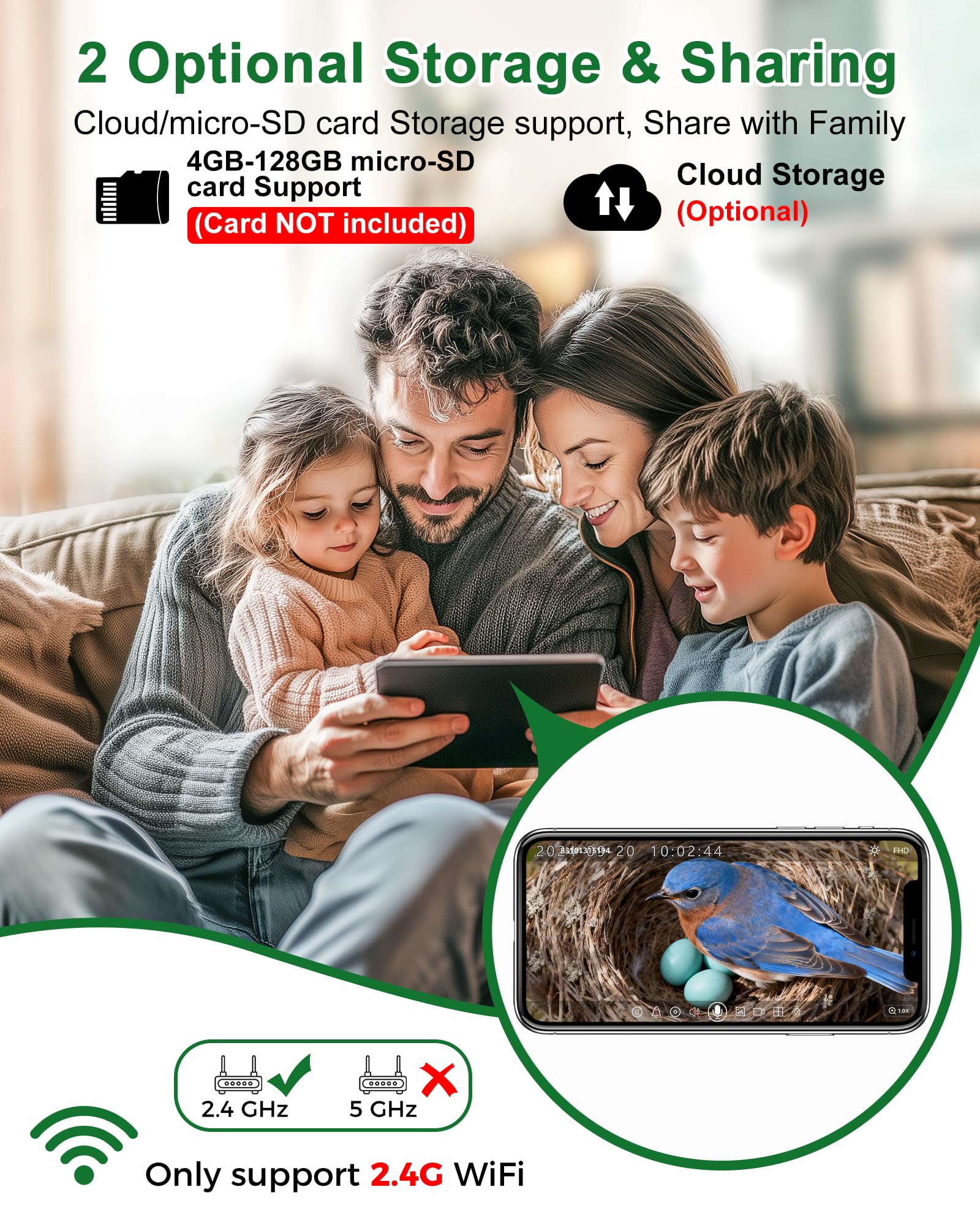 KinetCam 2800mAh battery supports continuous power through night and rain