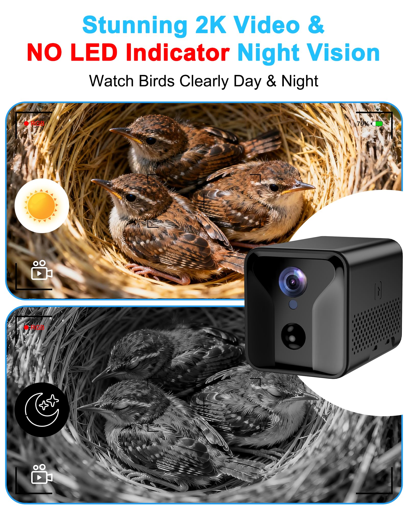 KinetCam night time design with no external lights to avoid disturbance.