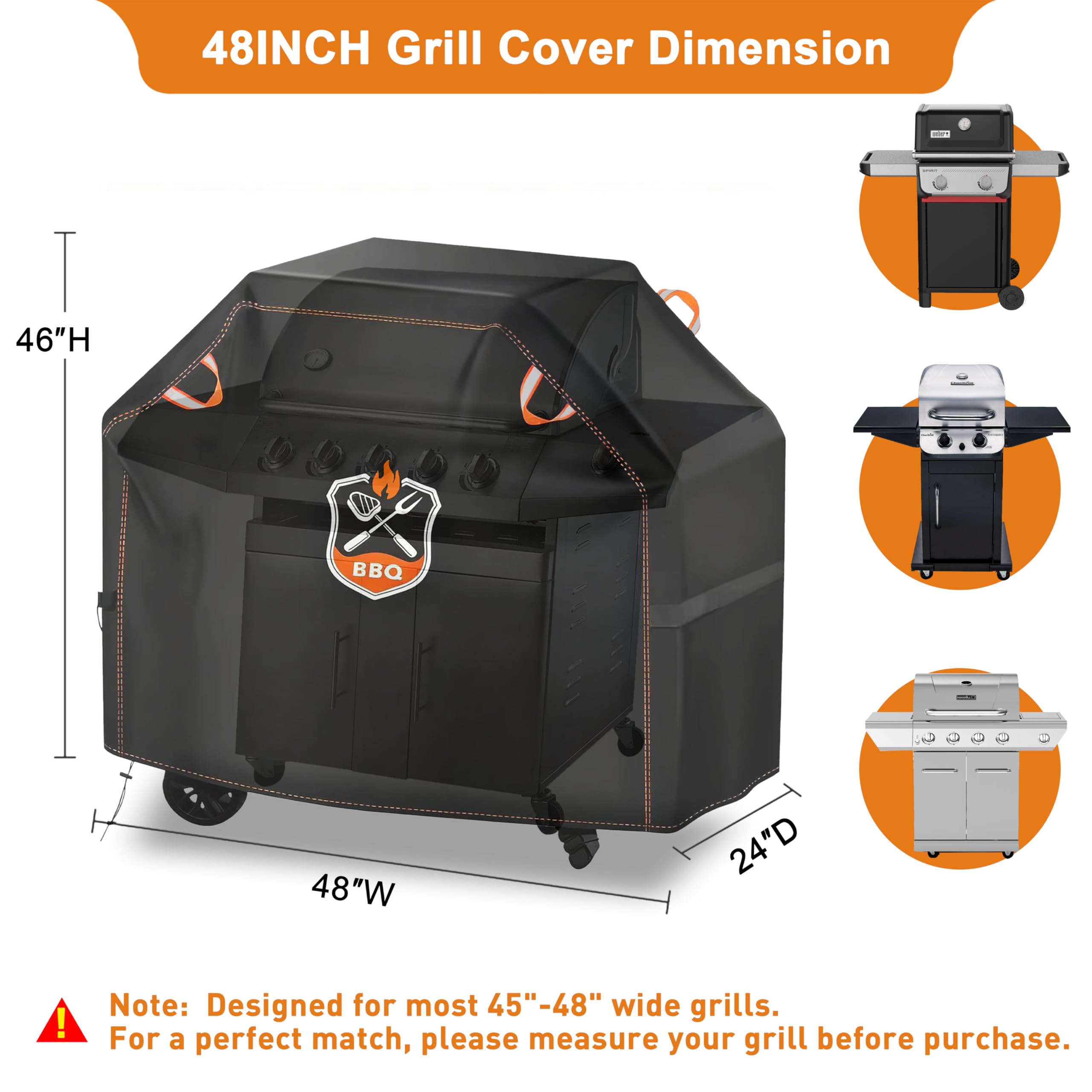 Kinetrail heavy-duty oxford fabric grill cover stands up to sun and wind.
