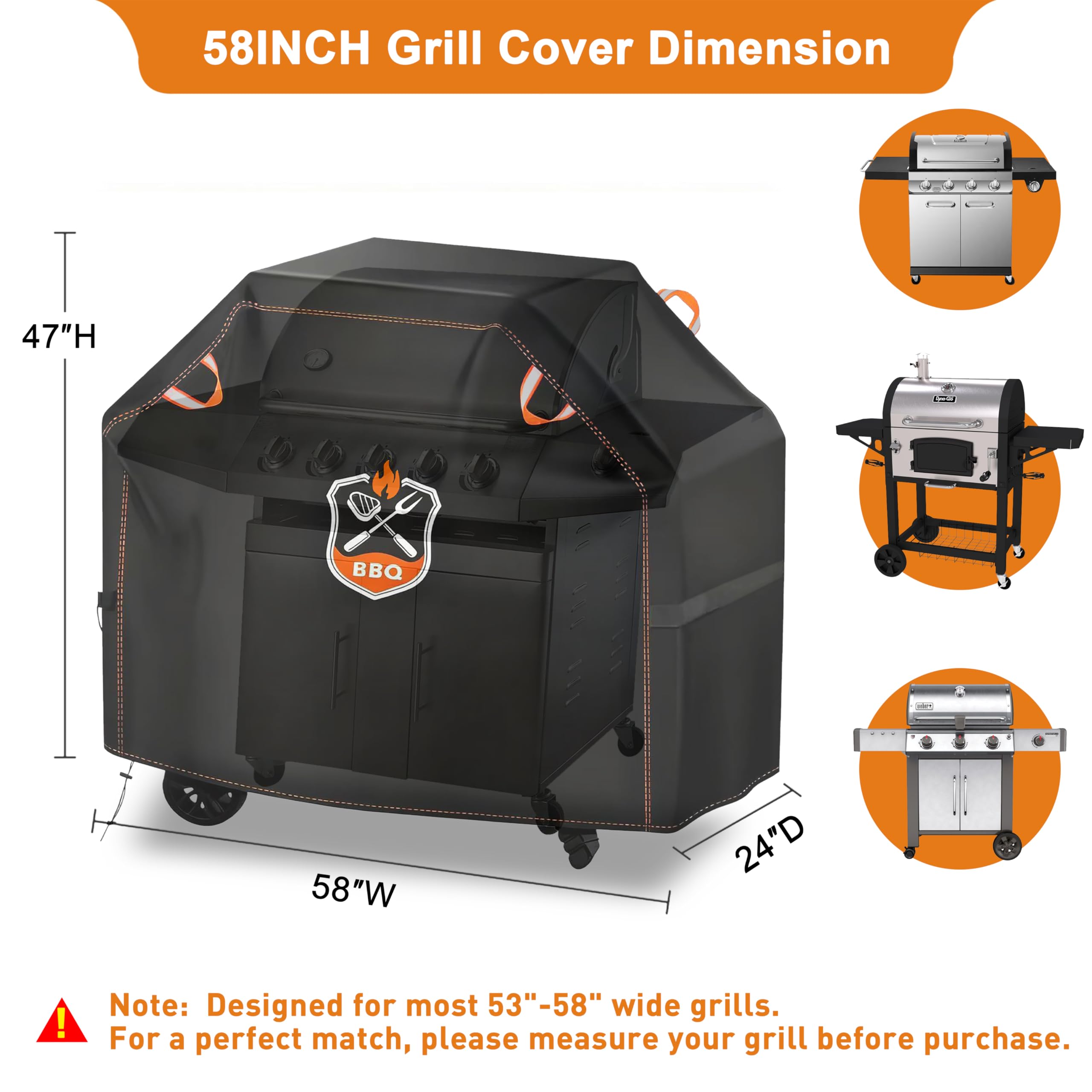 Kinetrail waterproof seal keeps gas grills dry and rust-free.