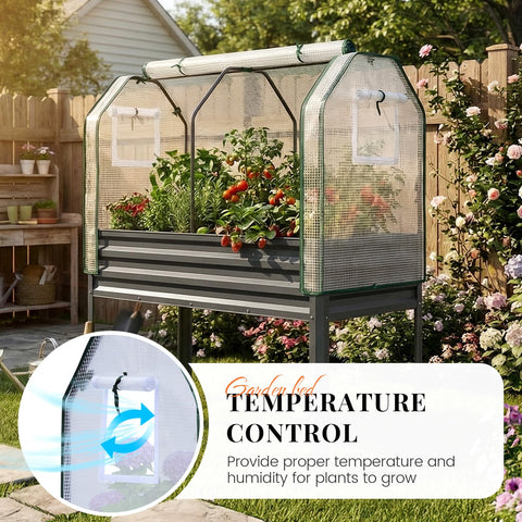 King Bird galvanized elevated planter legs provide comfortable soil access.