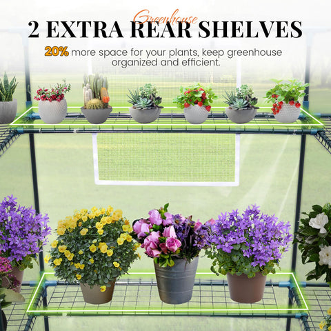 King Bird greenhouse with 3 tiers and 14 shelves for organized seedlings.
