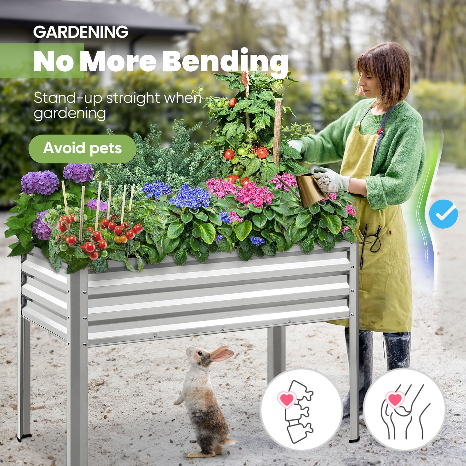 KING BIRD height 31.5 inches reduces bending during gardening.