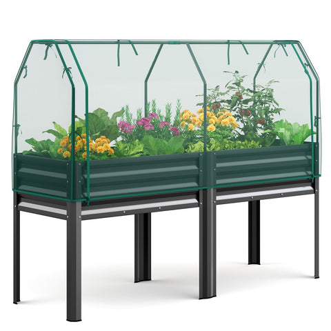 KING BIRD large raised garden bed with netting, front view for birds protection and easy access