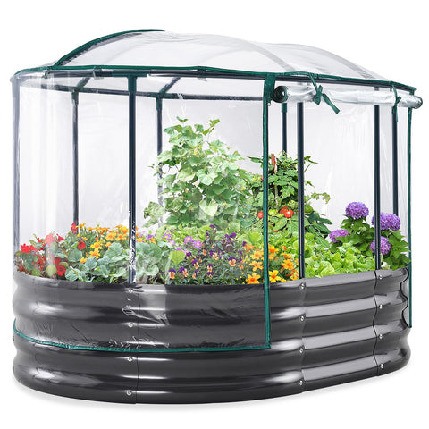 KING BIRD raised garden bed with cover showing extended growing season and easy planting access