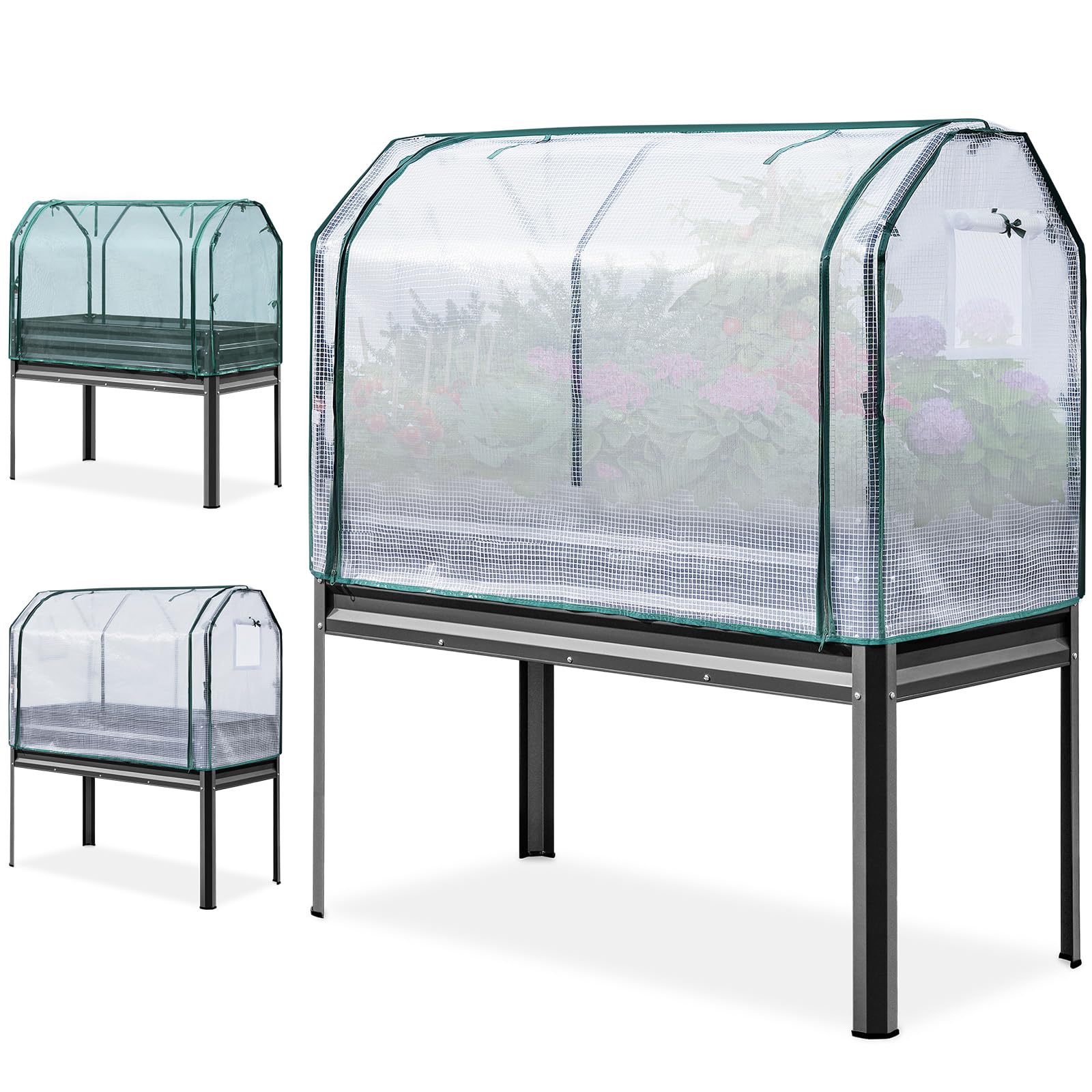 KING BIRD raised garden bed side view shows sturdy legs for easy planting.