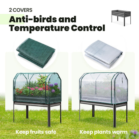 KING BIRD raised bed with top frame open for flexible three-way use.