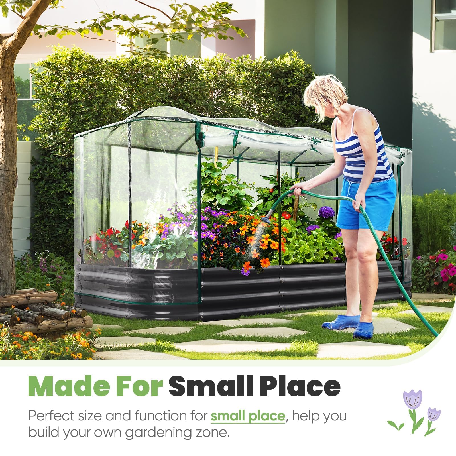 King Bird rolled-edge galvanized steel design offers safe, durable gardening use.