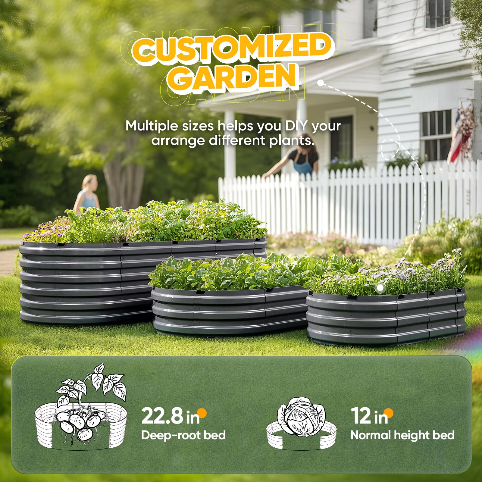 KING BIRD trapezoidal corrugated design adds modern appeal to a garden bed.