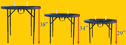 King Kooker plastic seafood table features built-in carry handles for easy transport.