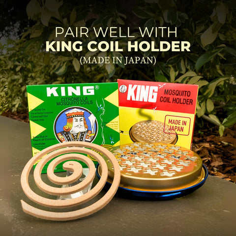 King Mosquito Coil Holder is Japan-made and keeps coils stable.