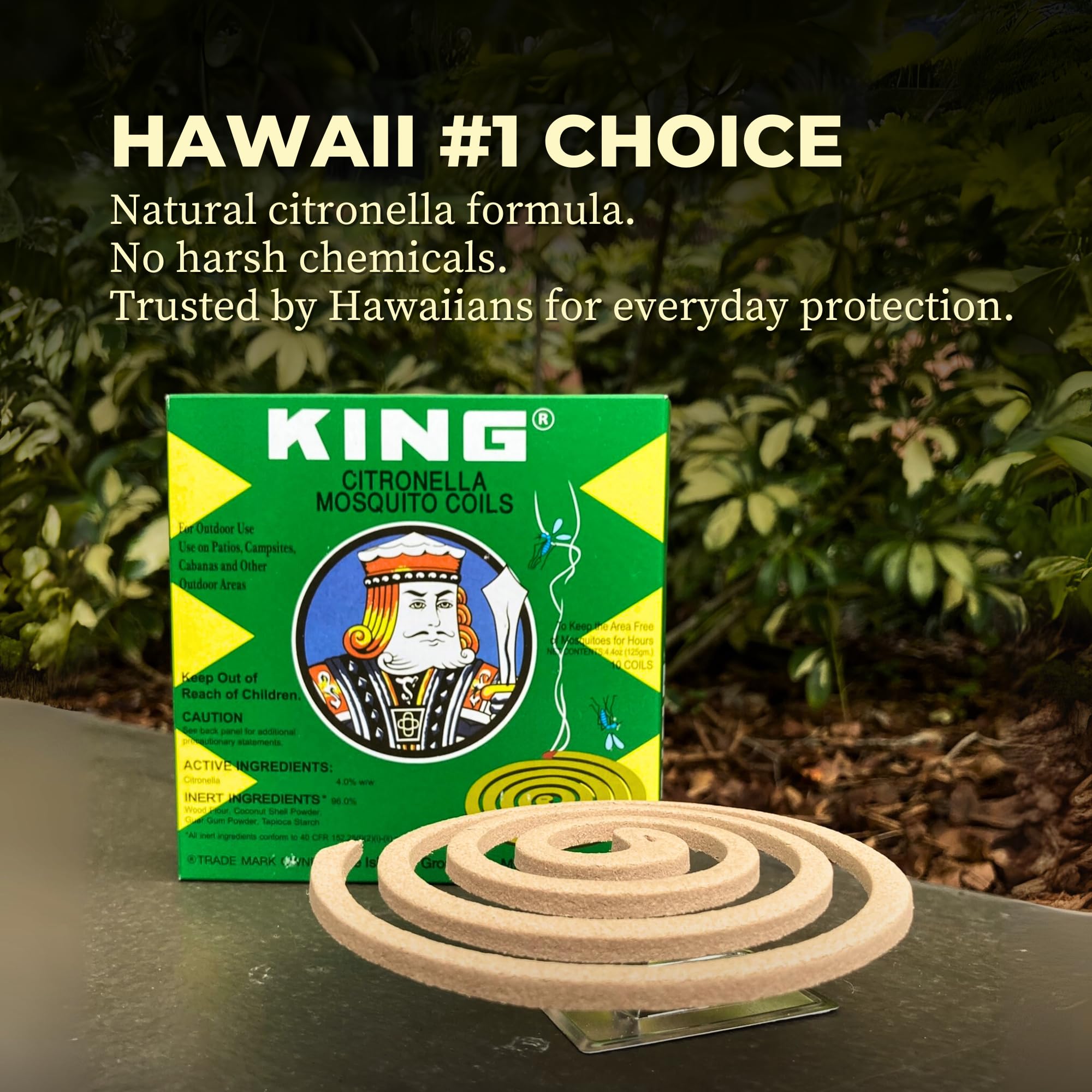 King Mosquito Coils on a stand enable easy lighting and extended coverage