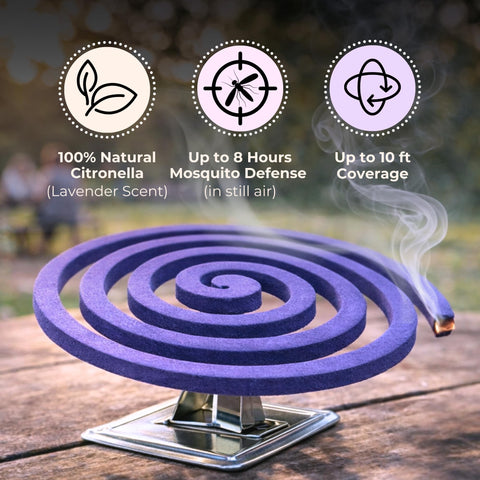 King Mosquito Coils on metal stand for easy outdoor setup and steady burning
