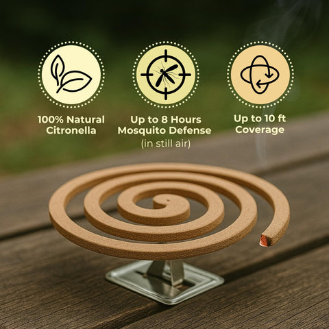 King Mosquito Coils metal stands provide stable, quick setup for outdoor protection