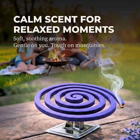 King Mosquito Coils emit lavender-citronella smoke for a relaxing patio ambiance