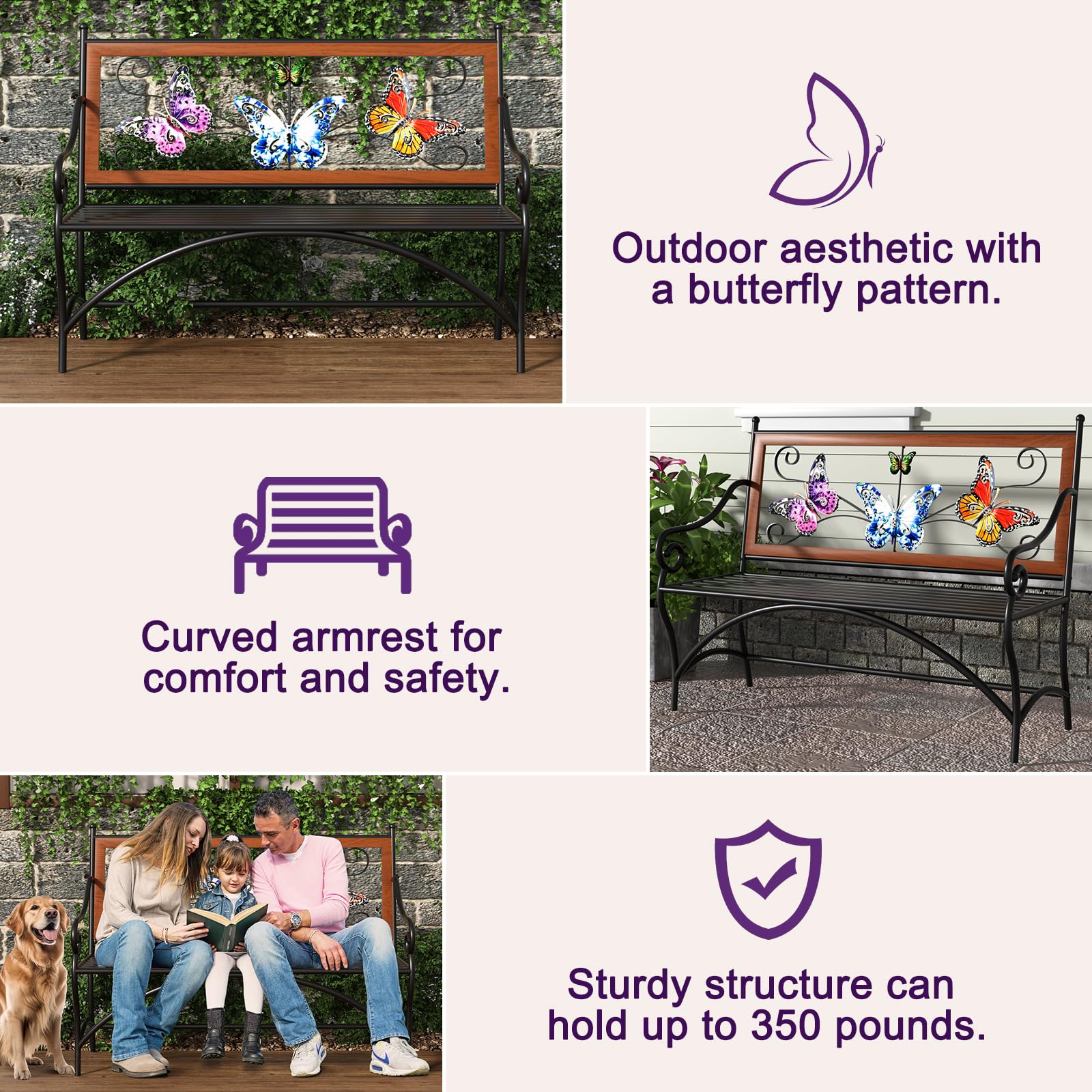 KINGBO butterfly-pattern backrest adds vintage charm to patios