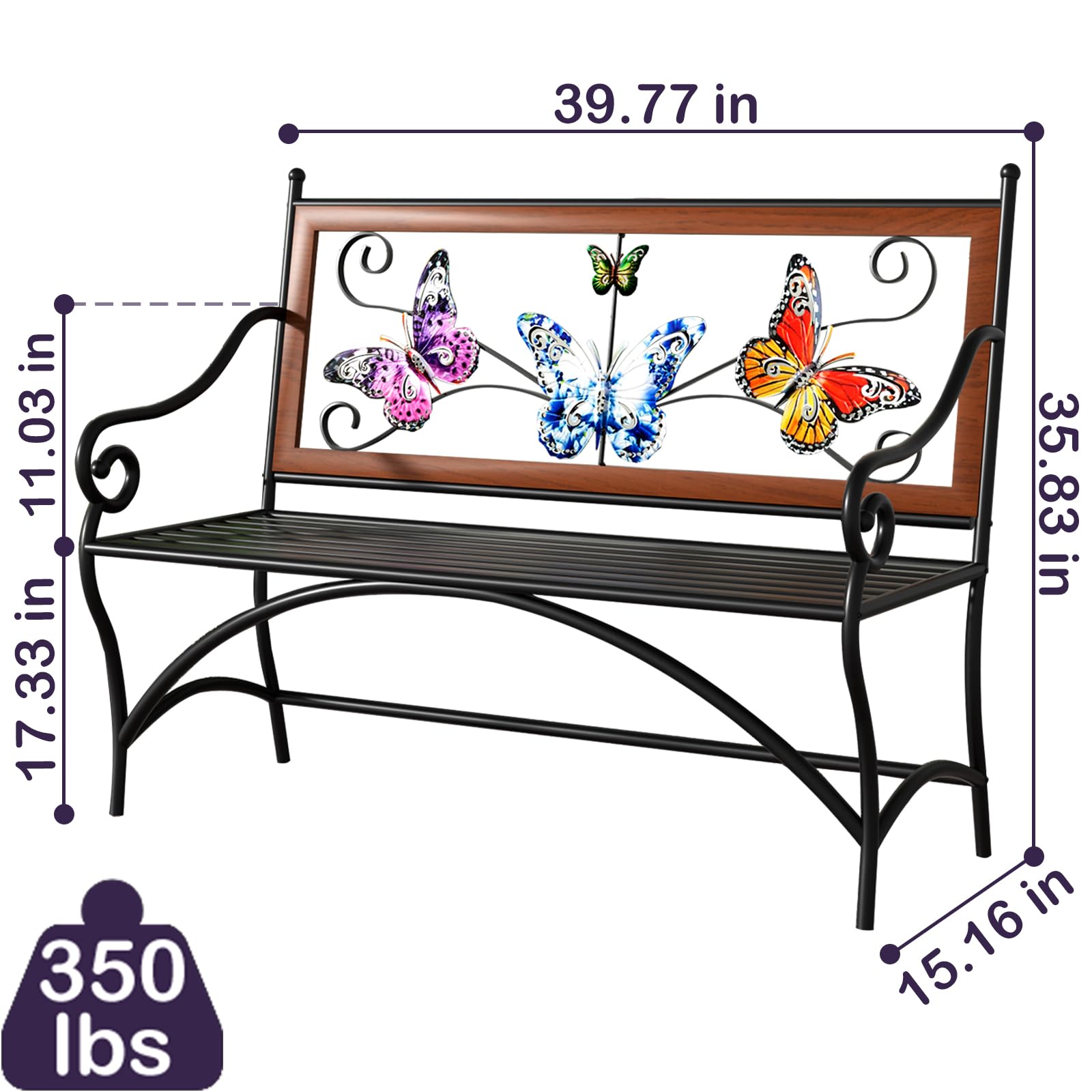 KINGBO outdoor bench cast iron frame ensures durable garden seating