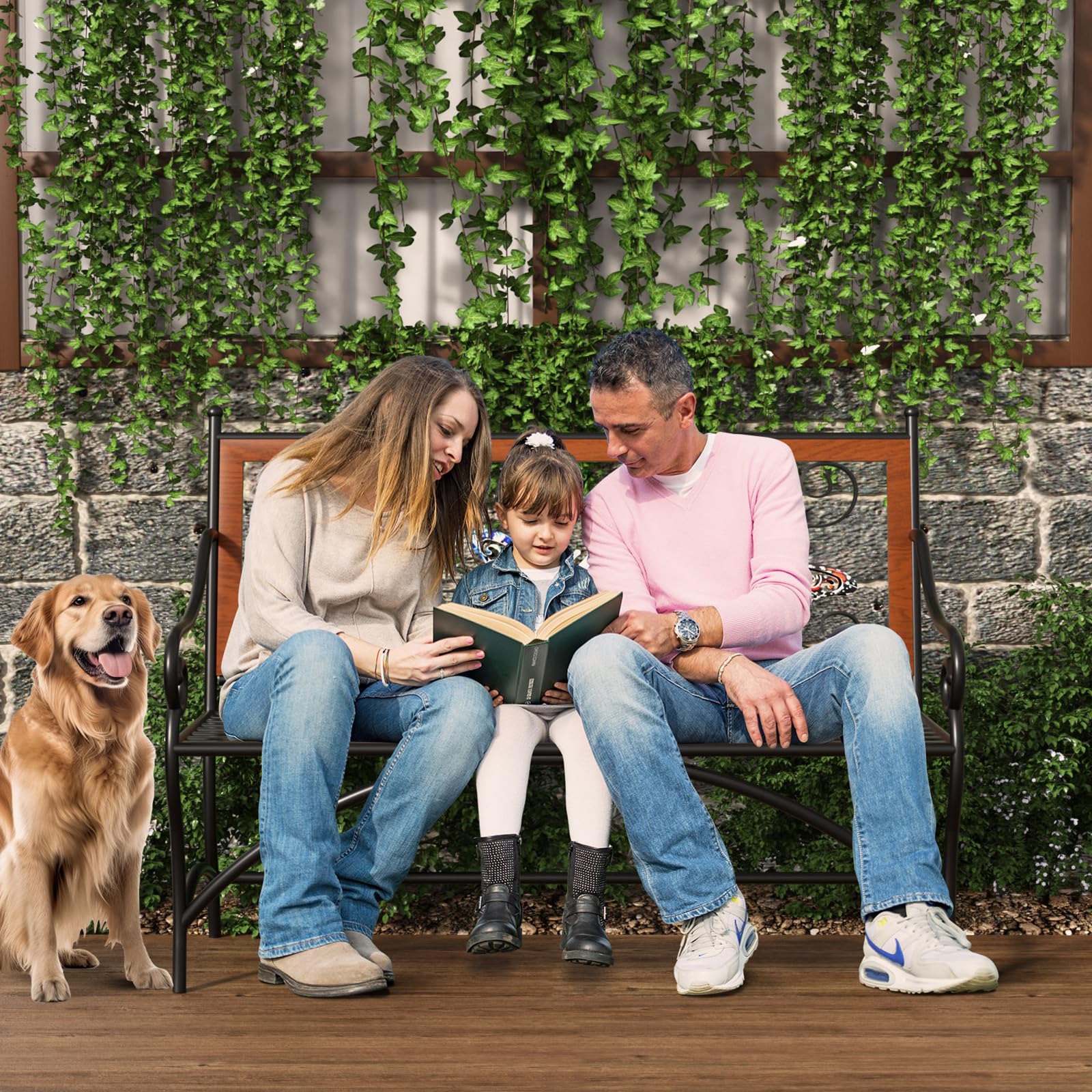 KINGBO outdoor bench slatted seat promotes drainage and easy maintenance