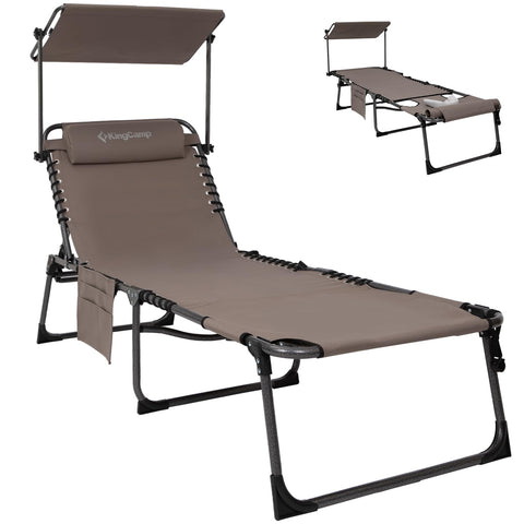 KingCamp tanning chair with face hole for comfortable back tanning and neck support.