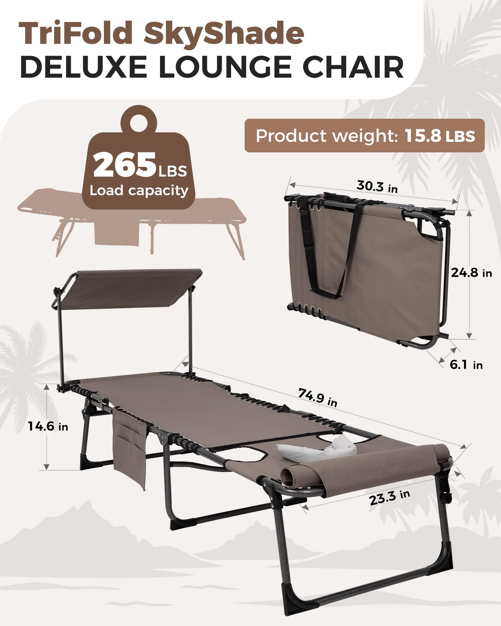KingCamp folding tanning chair shown compact when folded for easy transport.