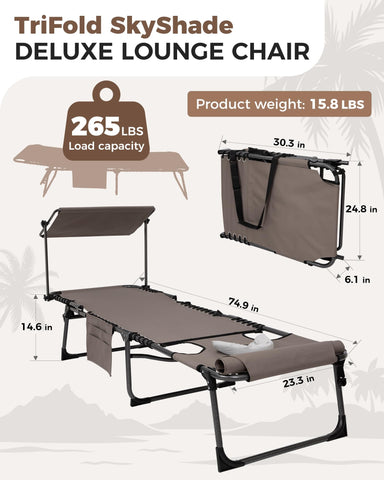 KingCamp folding tanning chair shown compact when folded for easy transport.