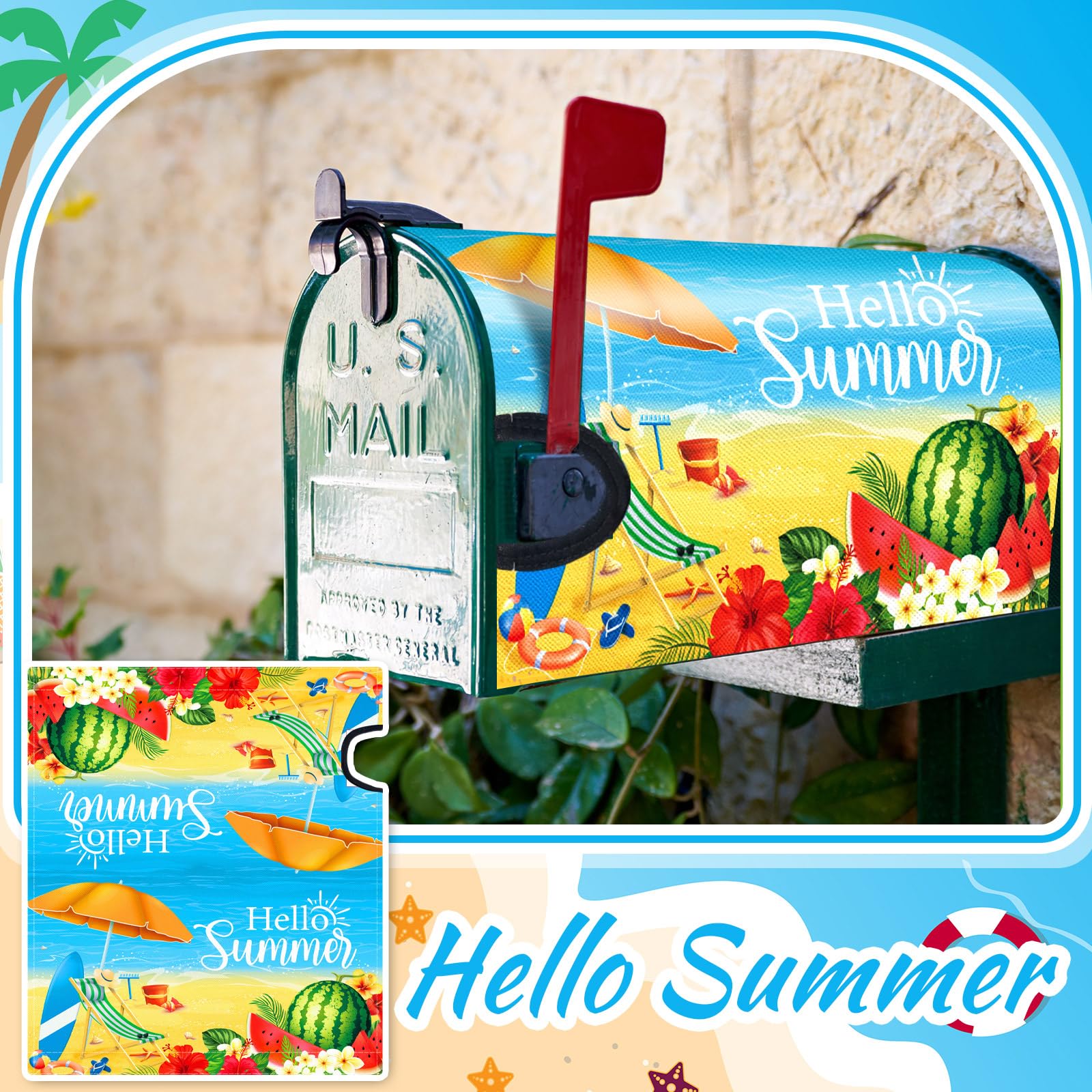 Kingdder Summer mailbox cover delivers bright color and easy swaps.