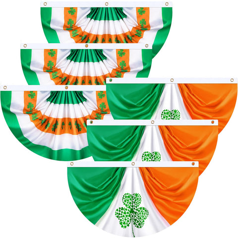 Kingdder St. Patrick's Day flag pleated half-fan for outdoor decoration.
