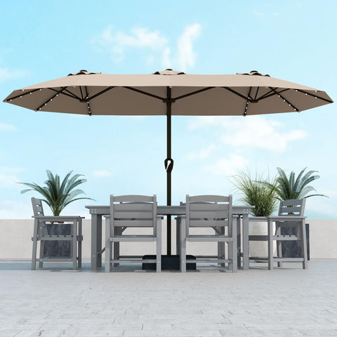 Kingdura 15ft umbrella with solar lights for ambient evening use