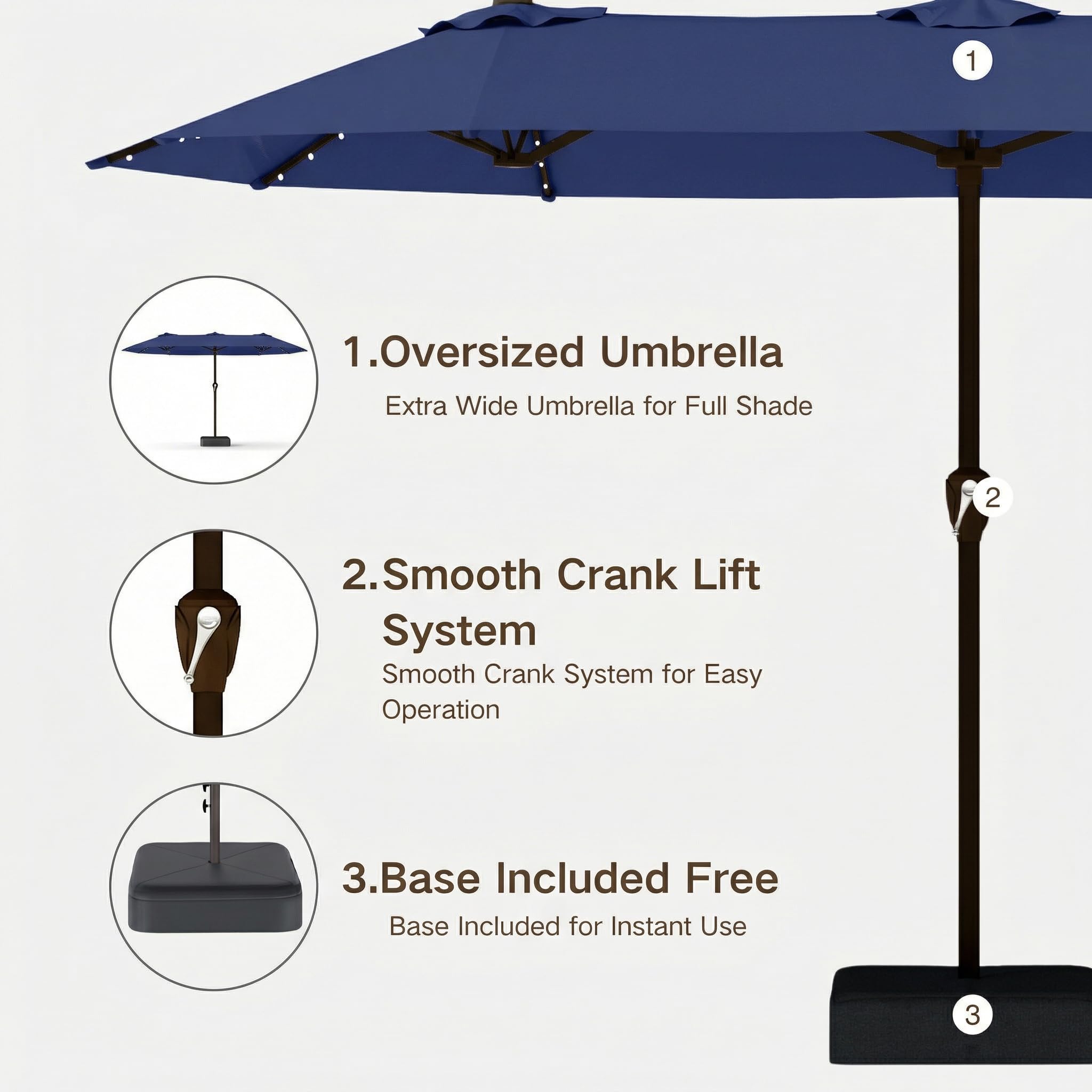 Kingdura base included with cross-shaped stand for stability