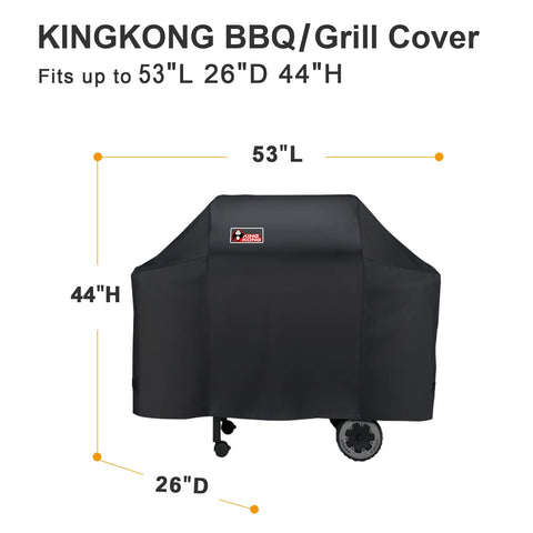 Heavy-duty 100% polyester fabric resists rain, snow, and dust on the grill cover