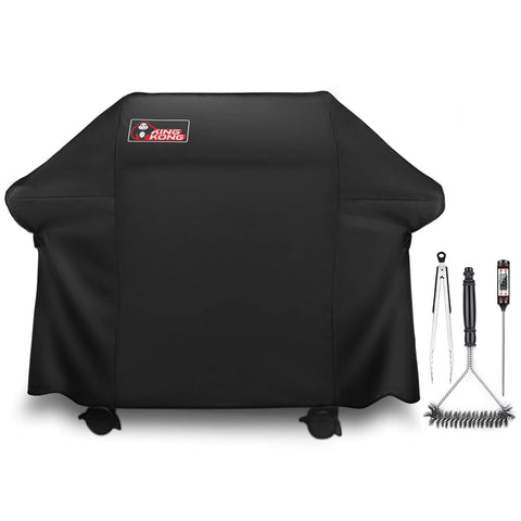 Kingkong grill cover on Weber Genesis 300 series protects from rain and sun.