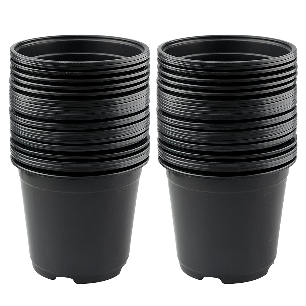 KINGLAKE 6-inch matte black plastic seed starting pots for healthy seedlings.