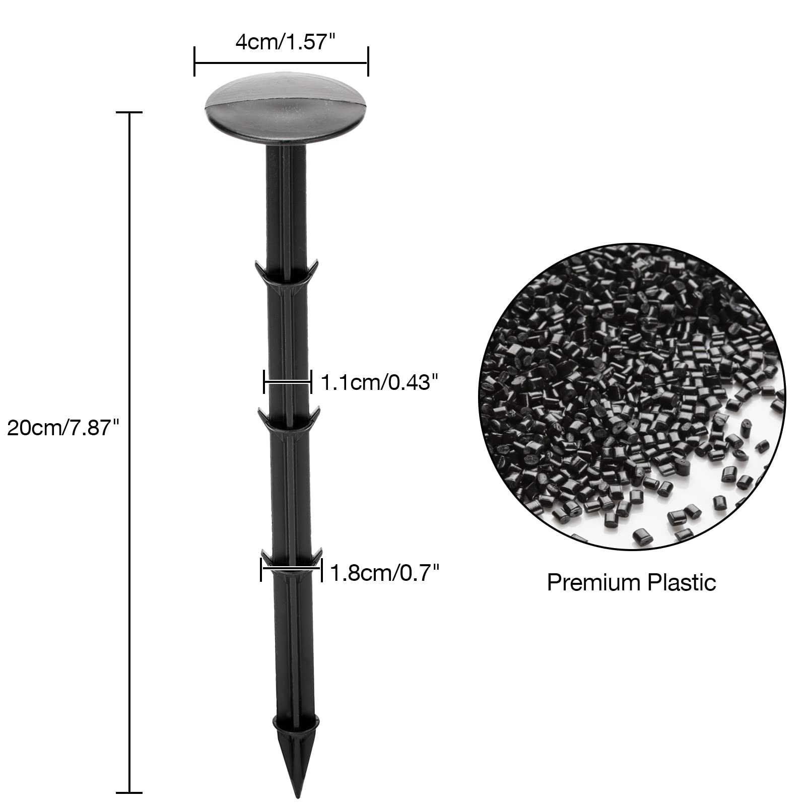 KINGLAKE plastic stake closeup highlights durable material.