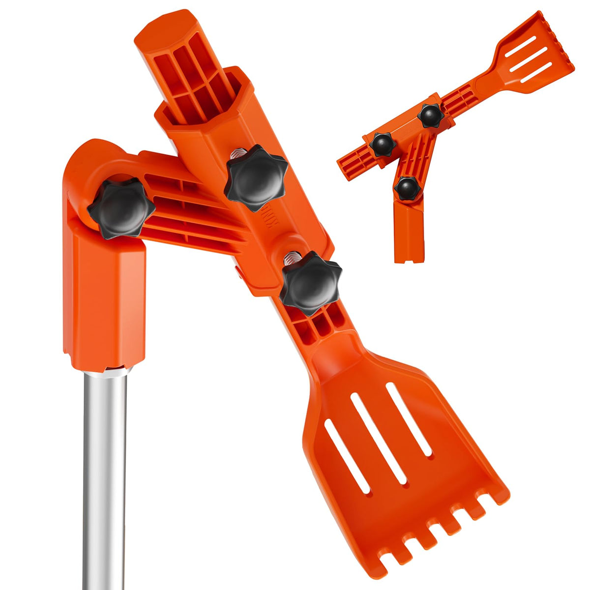 KINGLEV gutter cleaning tool multi-angle shown from ground level for safe gutter access.