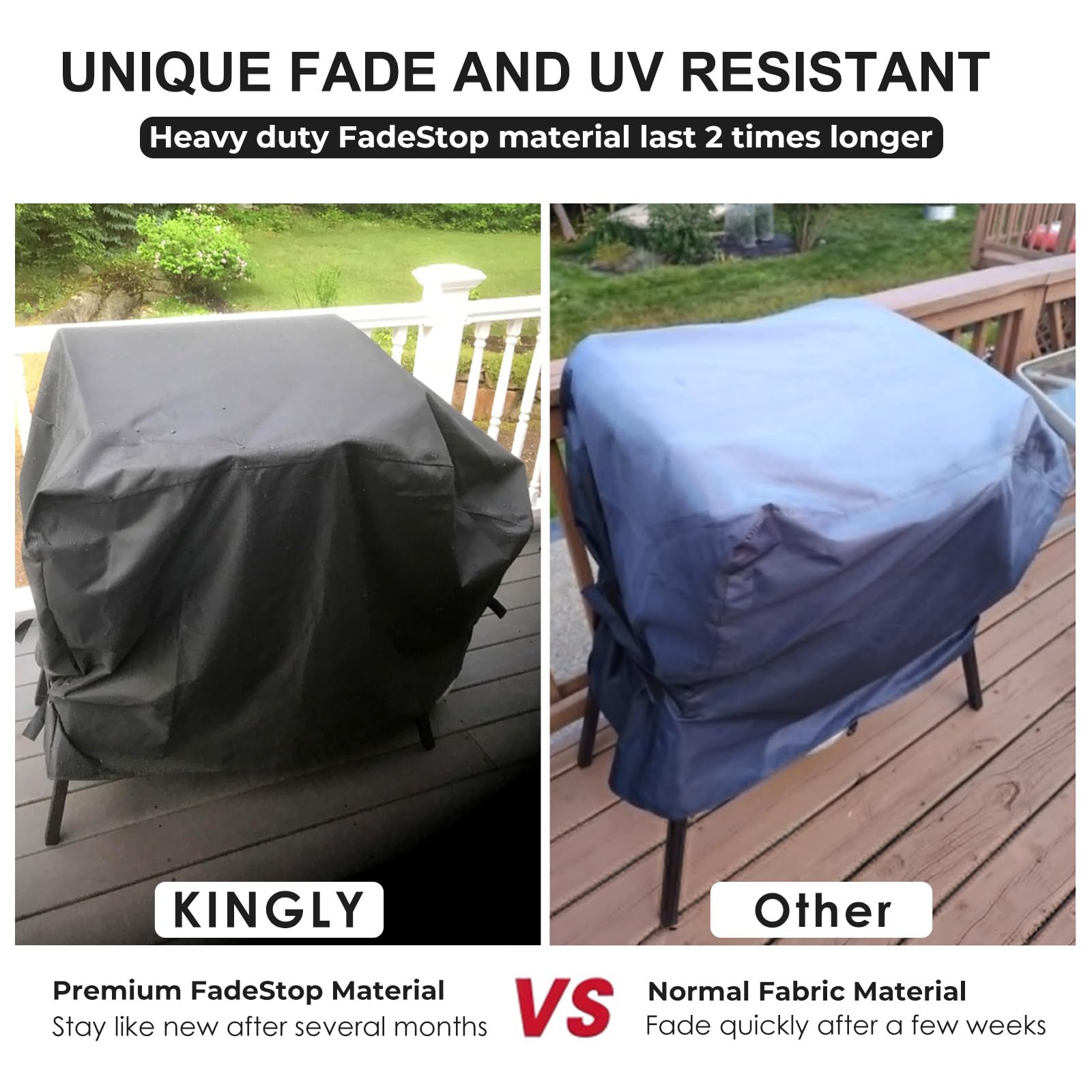 Kingly 600D Oxford fabric offers tear resistance for outdoor use.