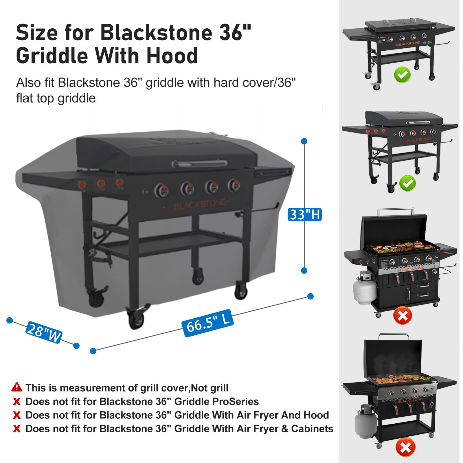 KINGLY griddle cover highlights 800D tear-resistant fabric for durable outdoor protection