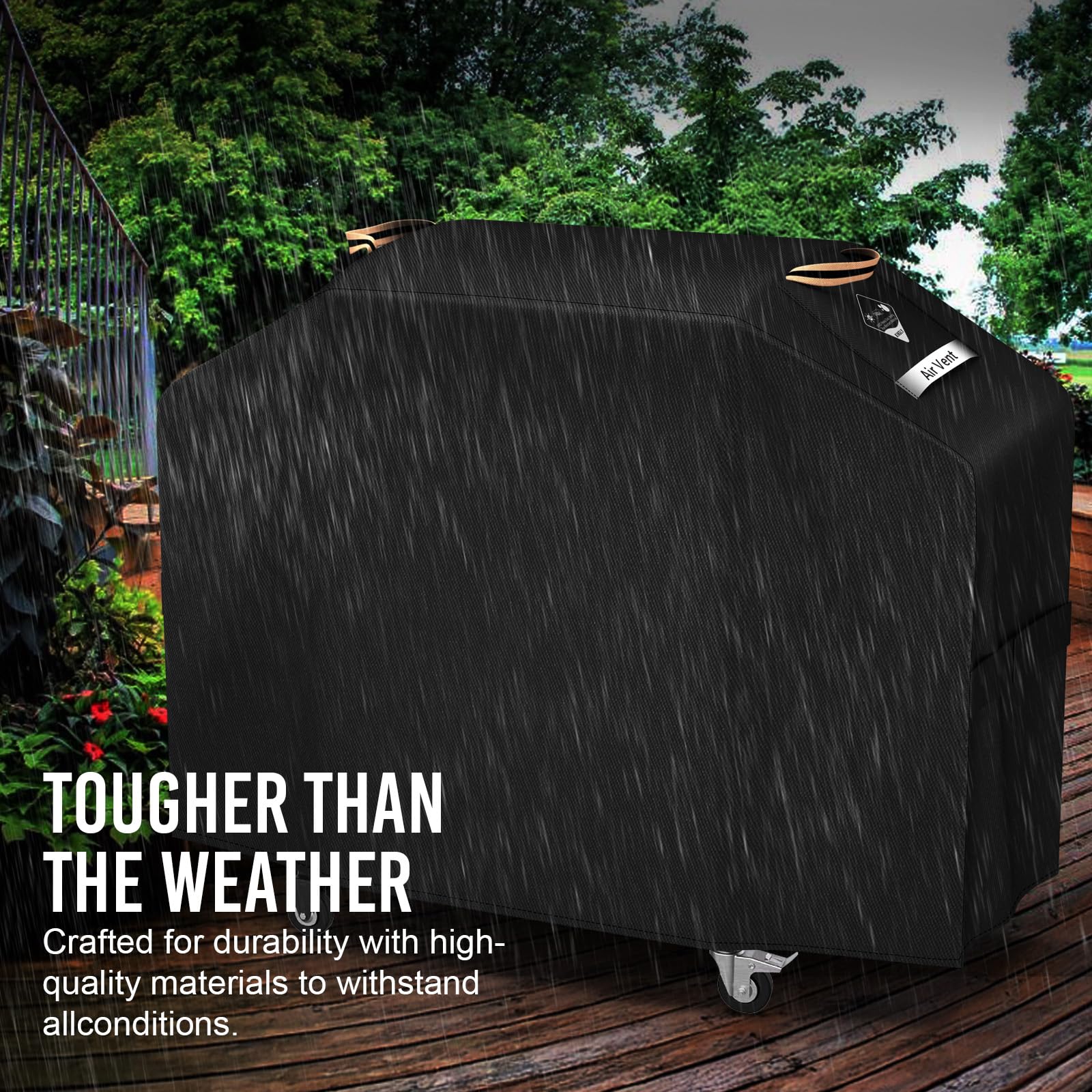 KINGLY griddle cover features adjustable side straps for a secure fit on windy days