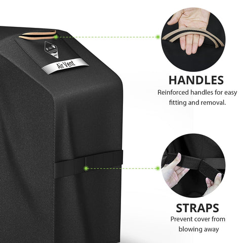 KINGLY griddle cover reveals air vent and padded handles for easy on/off and moisture management