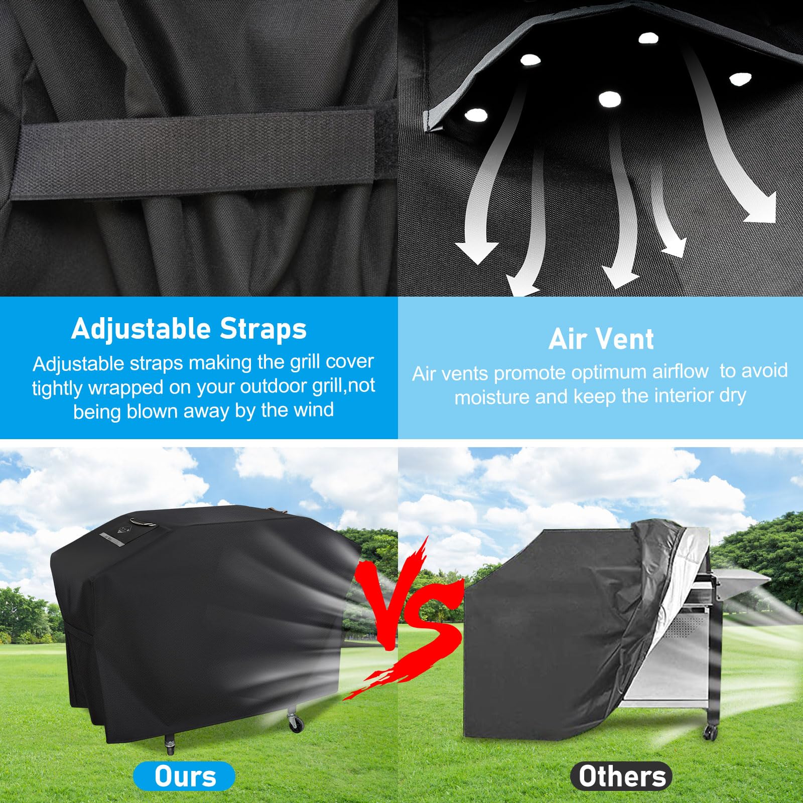 Two-side air vent on KINGLY cover reduces condensation