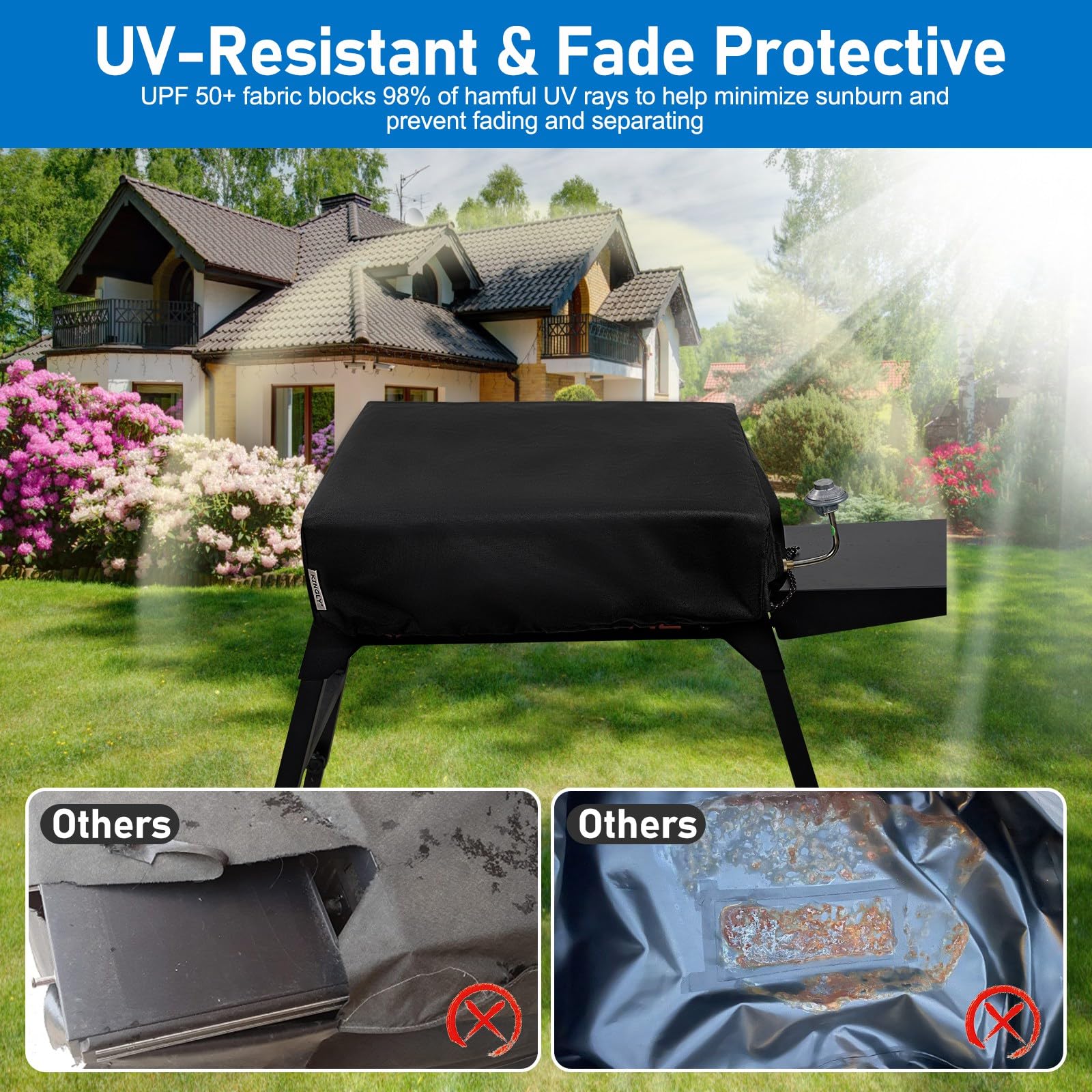 KINGLY griddle-cover-buckle-closure easy on/off without disassembly.