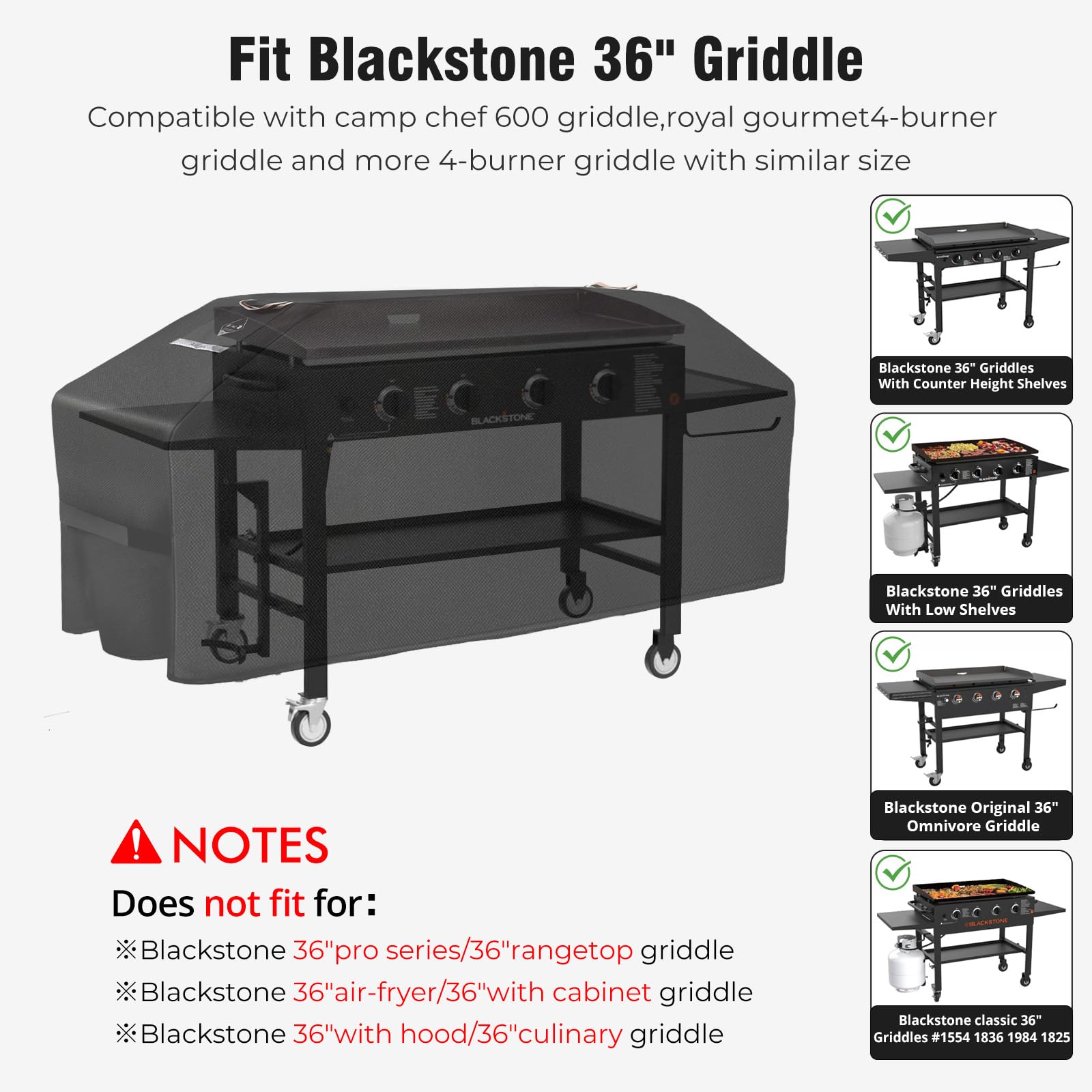 KINGLY Griddle Cover fits Blackstone 36-inch griddle for reliable protection.