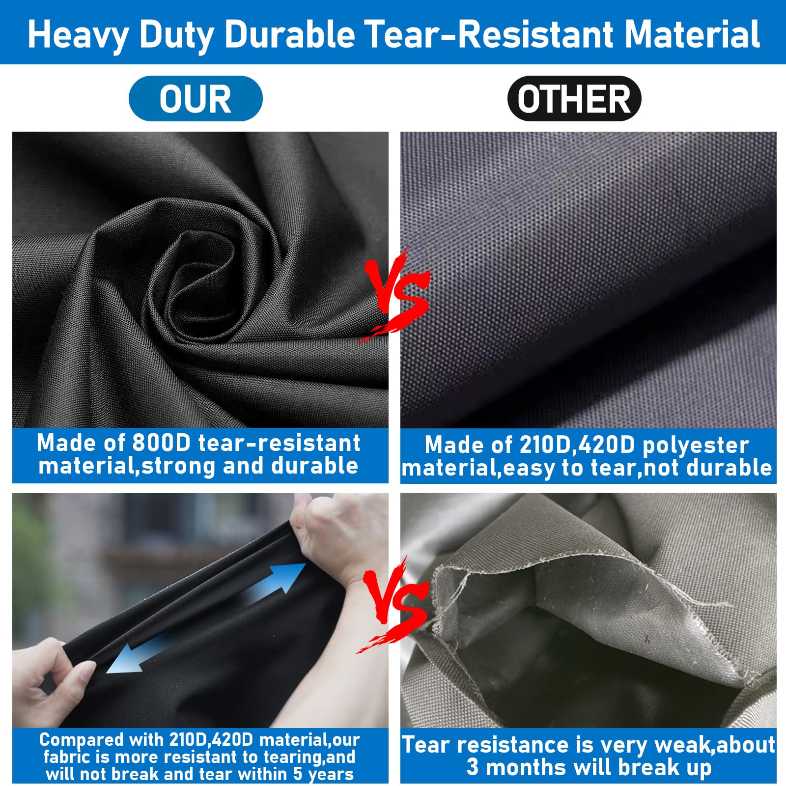 KINGLY rip-resistant material stands up to wind and weather