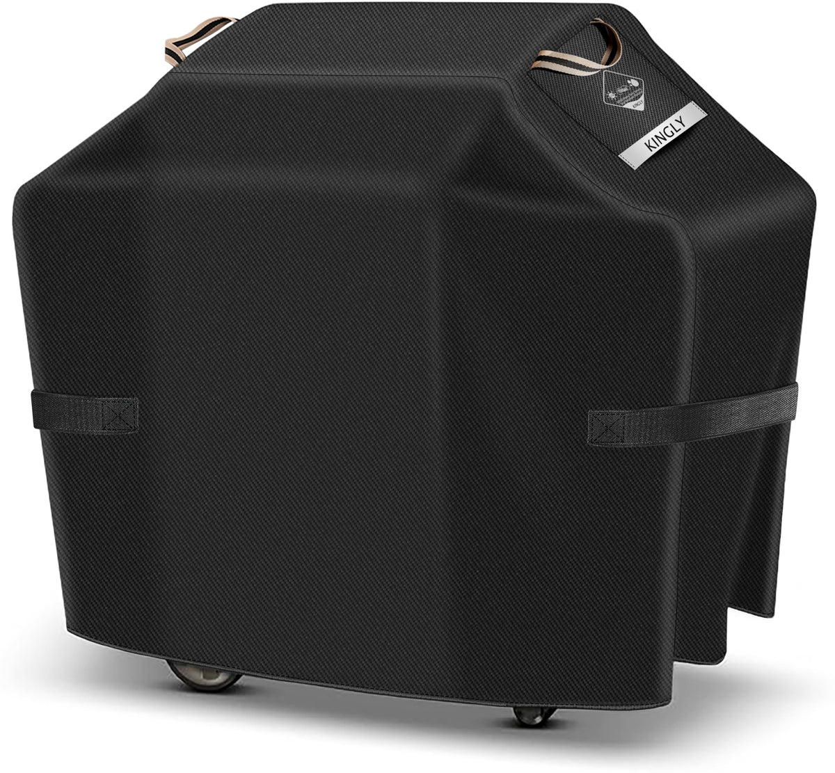 KINGLY heavy-duty 60-inch grill cover protects grills from rain and sun.