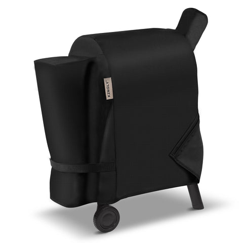 KINGLY pellet grill cover on Traeger Pro 22 front view shields from rain and sun