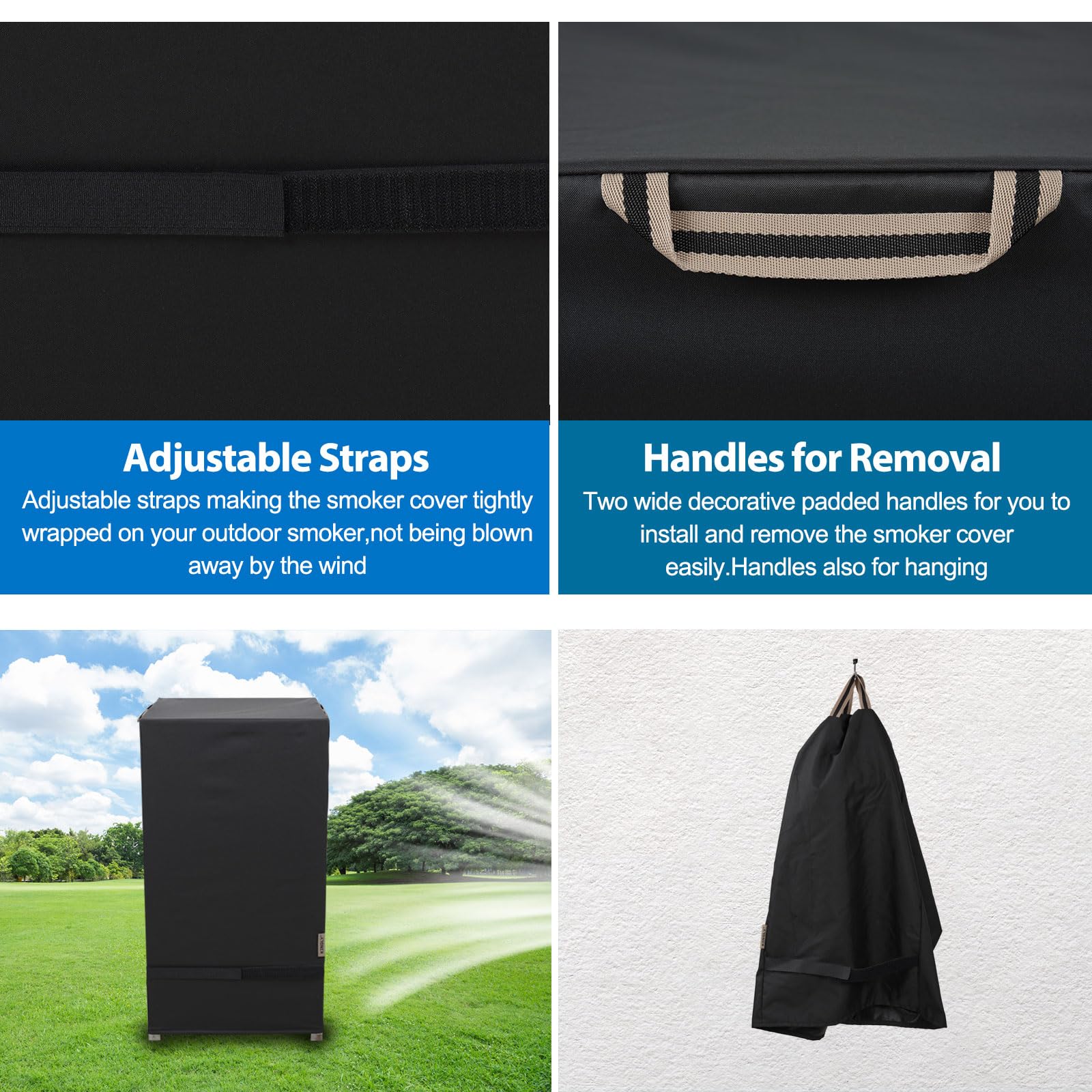 KINGLY size 19.5w x 17d x 31h fits most 30-inch smokers.